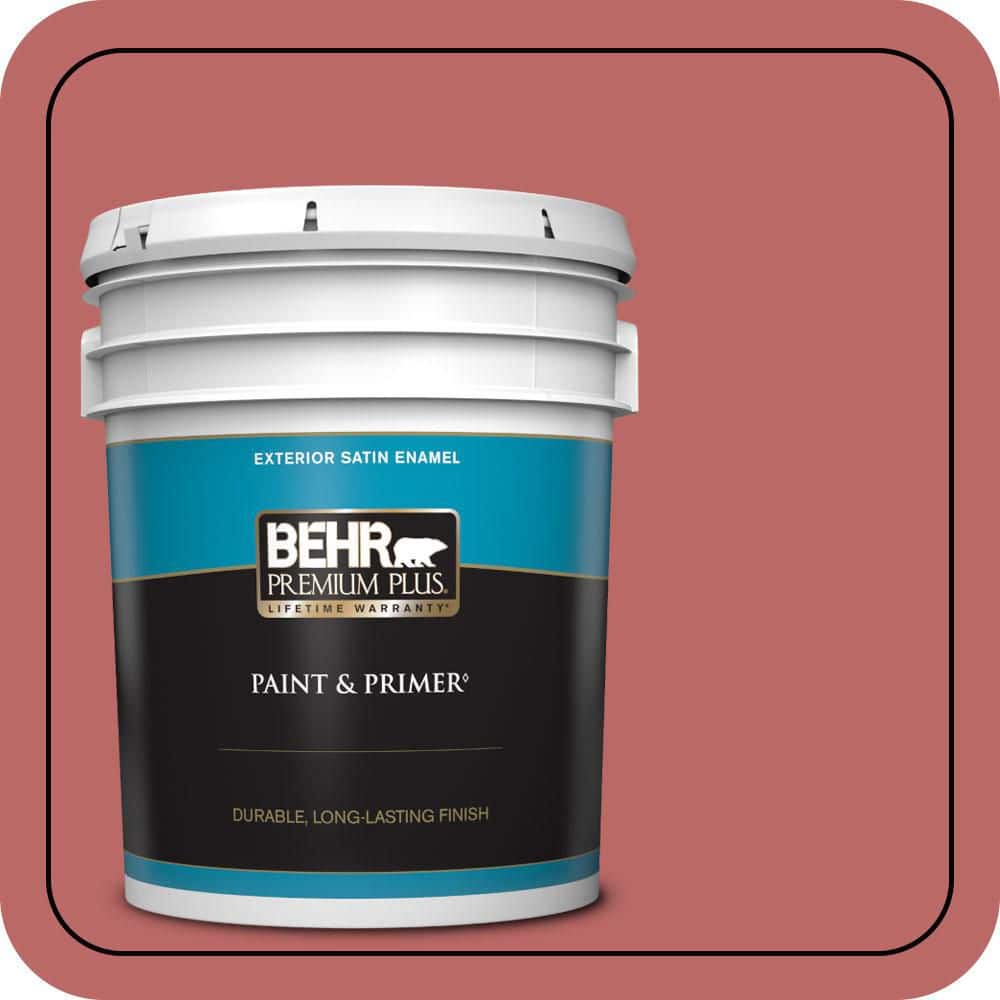 BEHR PREMIUM PLUS 5 gal. #MQ1-11 Drama Queen Satin Enamel Exterior Paint & Primer