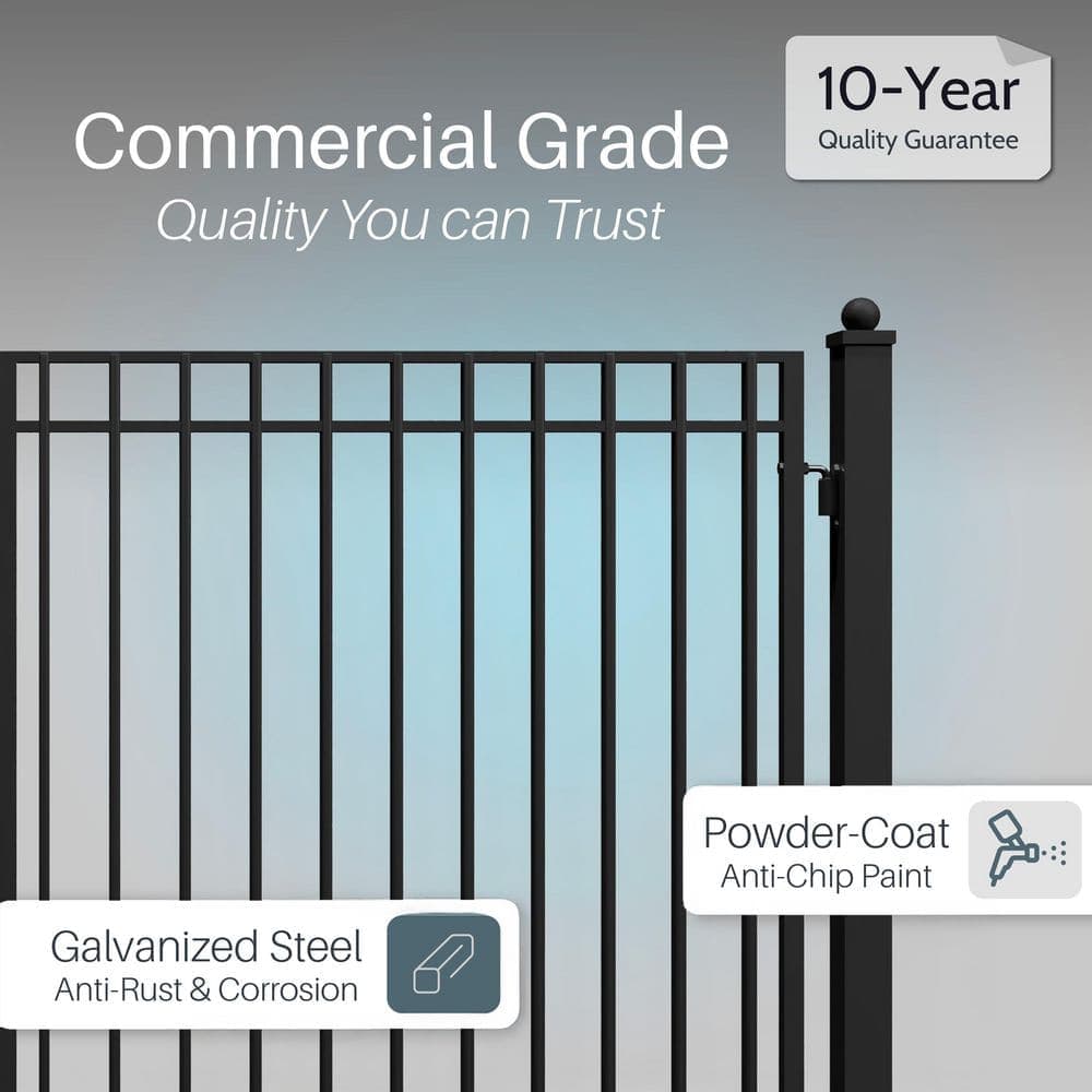 ALEKO Madrid Style 14 ft. 6 ft. Black Steel Single Slide Driveway Fence Gate (3)