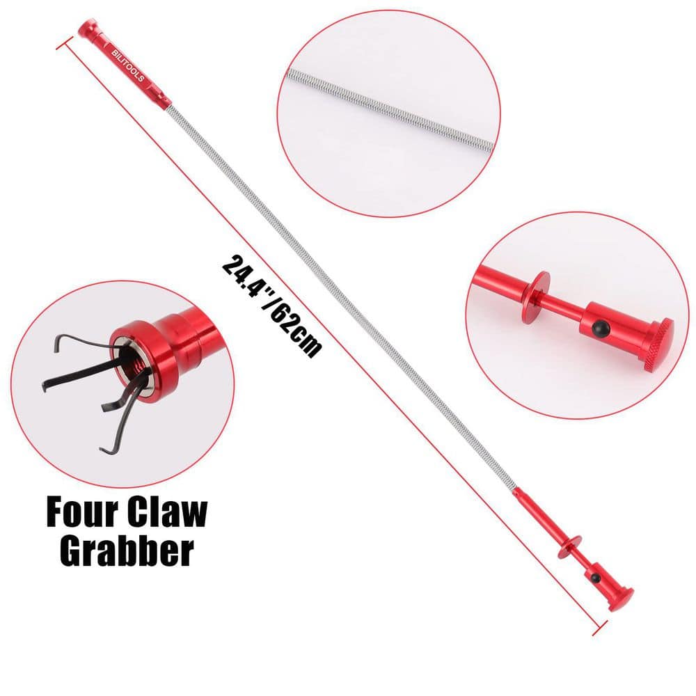 Misopily 24.4 in. Flexible Magnetic Grabber Pickup Tool with LED Light 4 Claw Extendable Bendable for Tight Spaces (3)