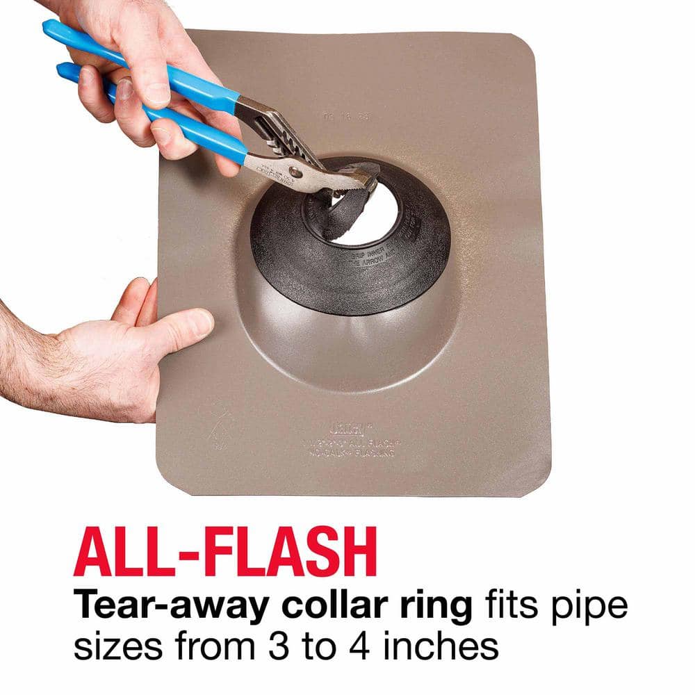 Oatey No-Calk 12 in. x 15-1/2 in. Aluminum Black Vent Pipe Roof Flashing with 3 in. - 4 in. Adjustable Diameter (2)
