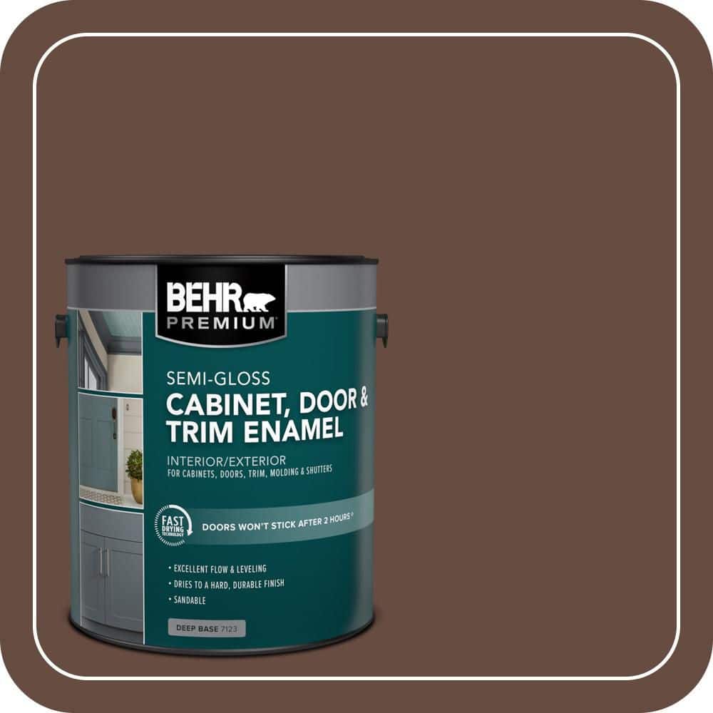 BEHR PREMIUM 1 gal. #770B-7 Chocolate Sparkle Semi-Gloss Enamel Interior/Exterior Cabinet, Door & Trim Paint