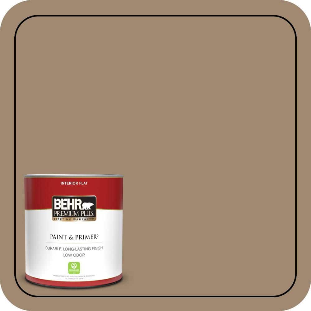 BEHR PREMIUM PLUS 1 qt. #700D-5 Toffee Crunch Flat Low Odor Interior Paint & Primer (1)