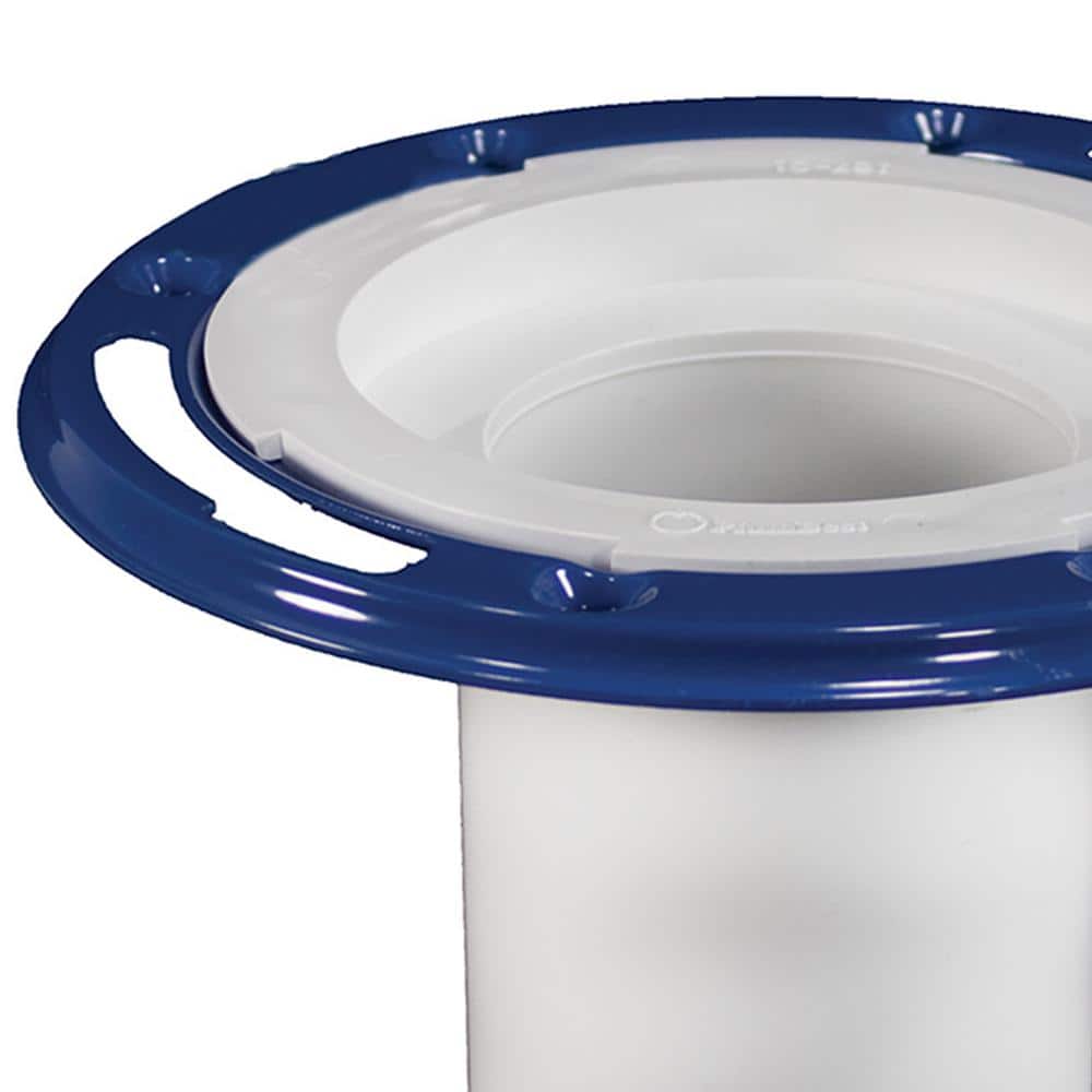 JONES STEPHENS 7 in. O.D. PVC Closet (Toilet) Flange with 4 in. Long Barrel and Metal Adjustable Ring, Fits Inside 3 in. Sch. 40 Pipe (2)