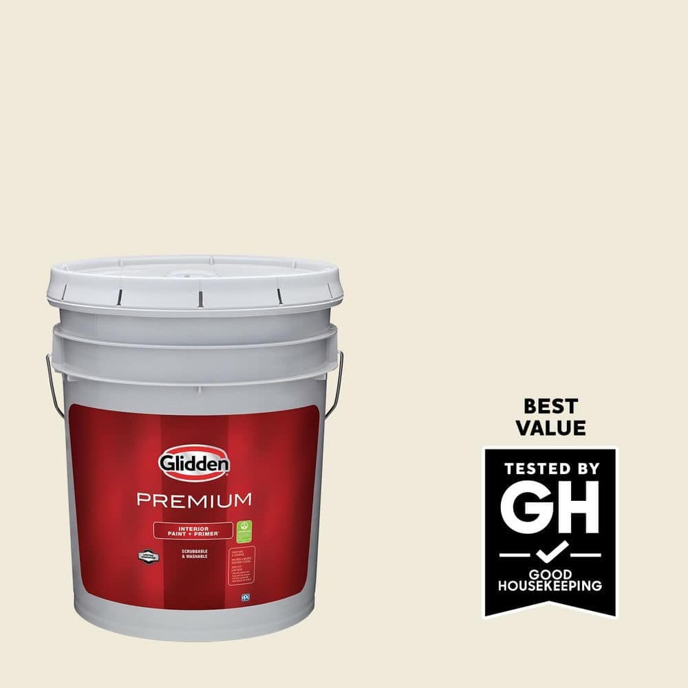 Glidden Premium 5 gal. PPG1103-1 Ivory Tower Eggshell Interior Latex Paint