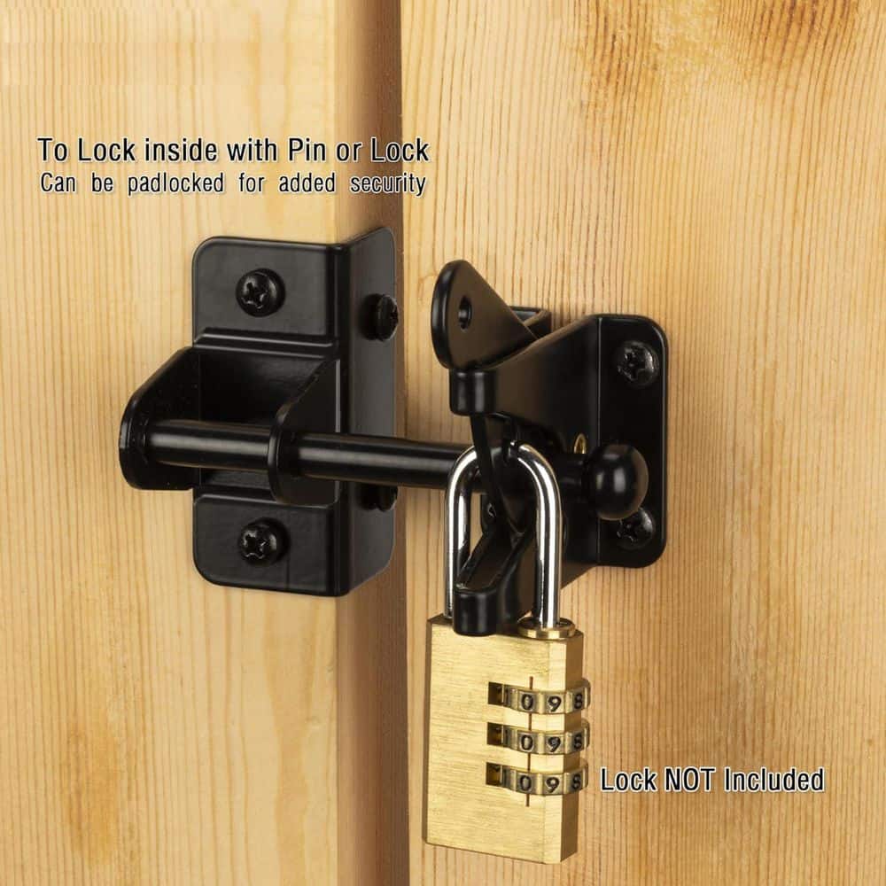 Unbranded Heavy Duty Self Locking Gate Latch for Wooden Fence and Metal Gates Black Finish Automatic Latch for Privacy Security (3)