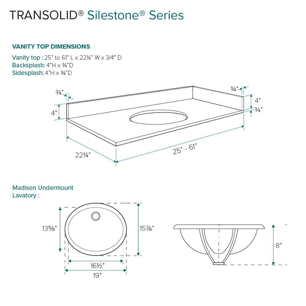 Transolid Silestone 25 in. W 22.25 in. D Quartz White Round Single Sink Vanity Top (3)