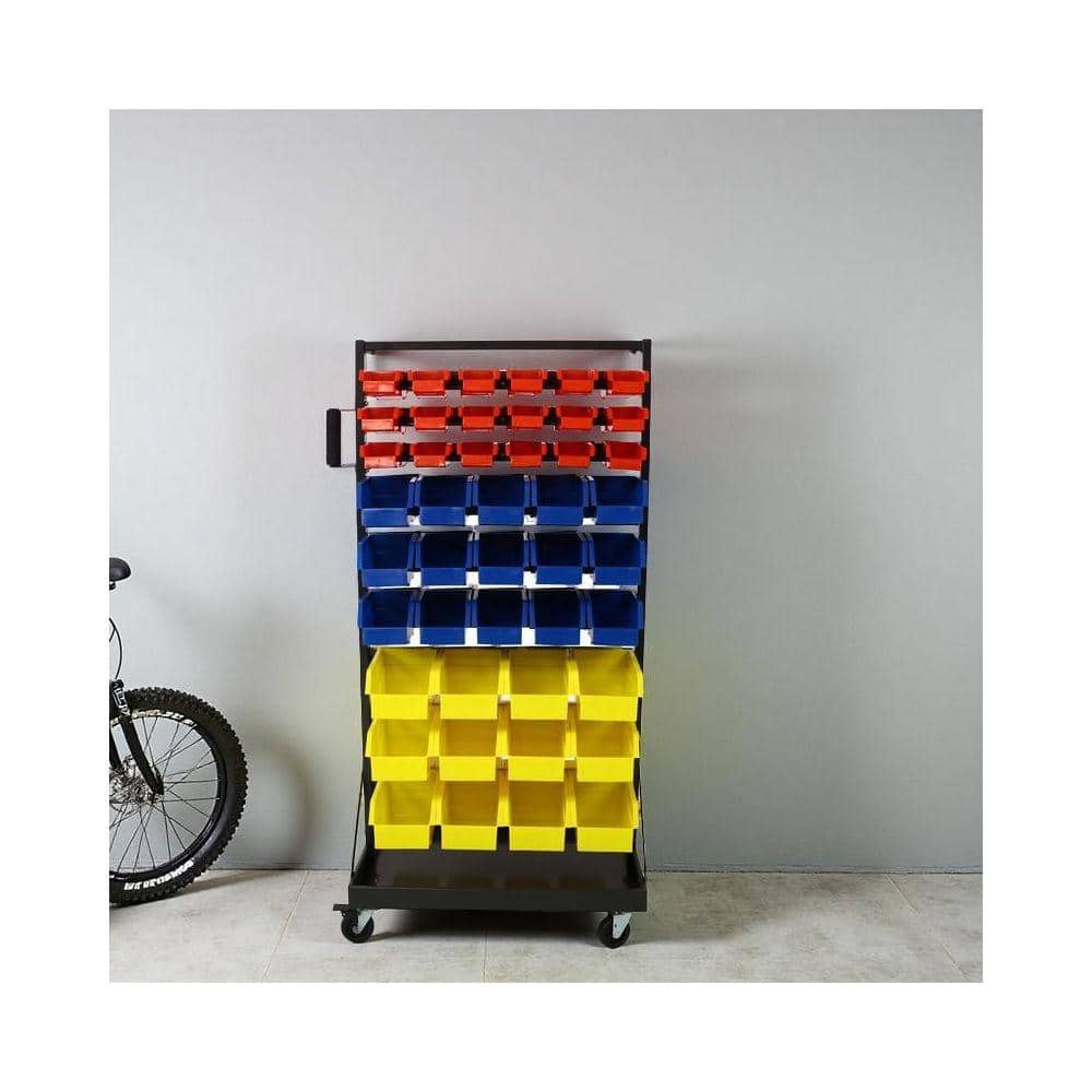 Miscool Ami 90-Parts Bin Shelving Storage Organizer with Locking Wheels 450 lbs. Capacity Industrial Use Carts (2)