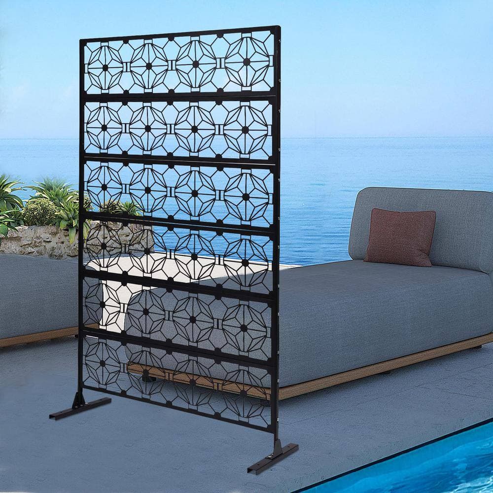 YIYIBYUS Outdoor Privacy Screens and Panels for Patio Metal Privacy Fence Screen with Freestanding Decorative Room Divider (3)