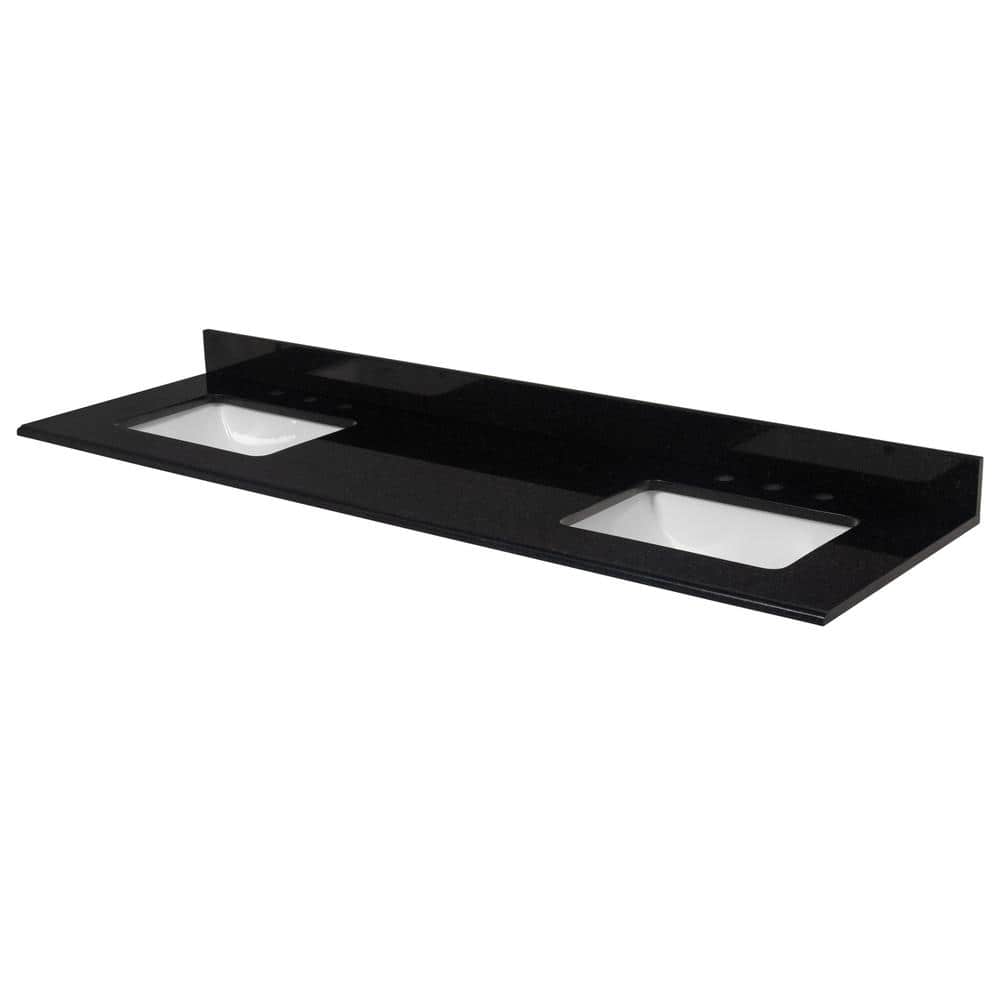 Home Decorators Collection 73 in. W 22 in D Granite White Rectangular Double Sink Vanity Top (3)