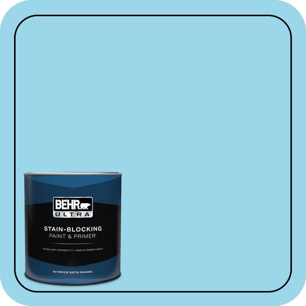 BEHR ULTRA 1 qt. #P490-2 Blue Sarong Satin Enamel Exterior Paint & Primer
