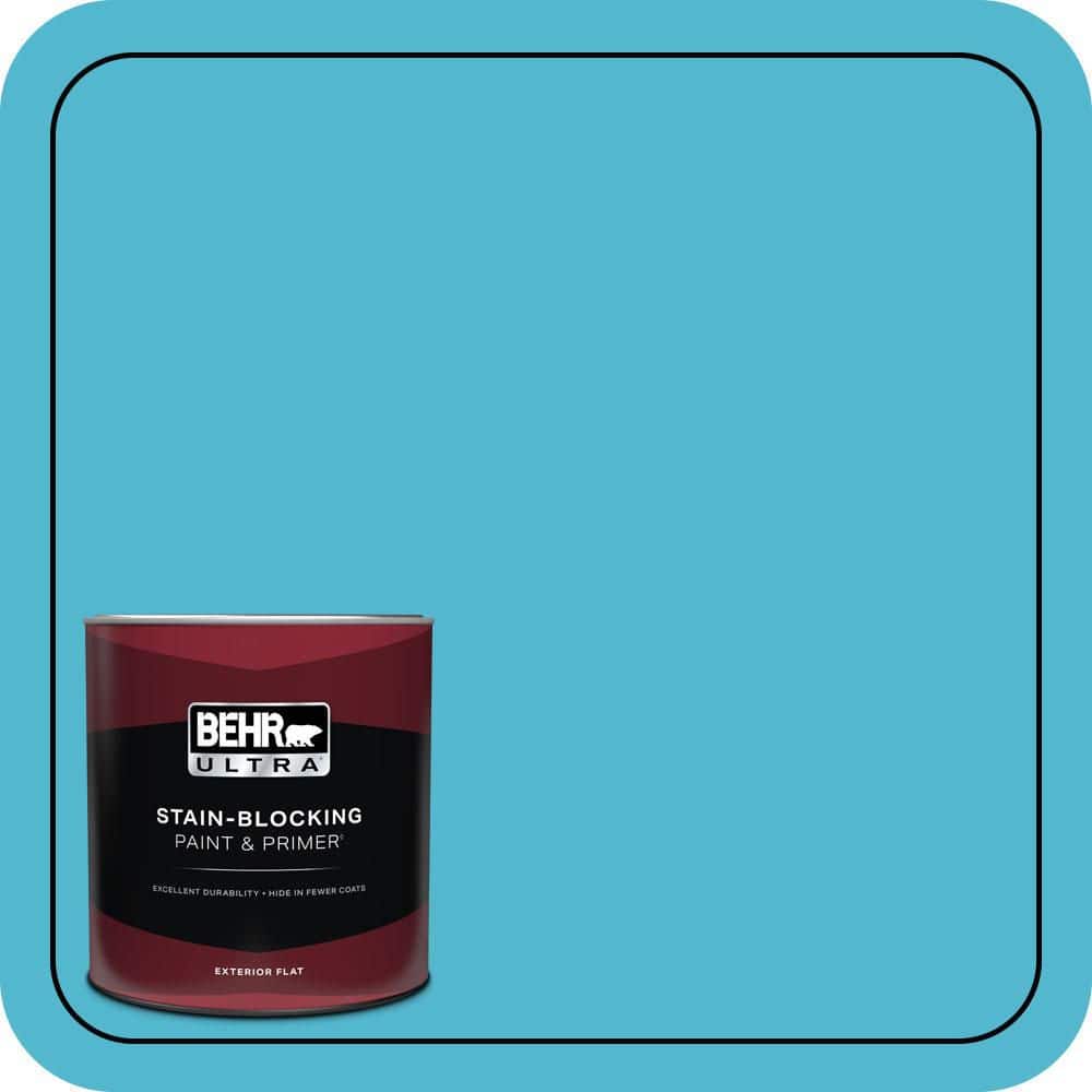 BEHR ULTRA 1 qt. #520B-5 Liquid Blue Flat Exterior Paint & Primer