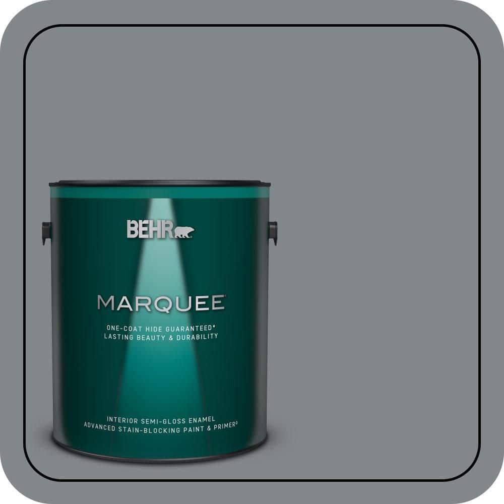 BEHR MARQUEE 1 gal. #N500-5 Magnetic Gray color One-Coat Hide Semi-Gloss Enamel Interior Paint & Primer (1)