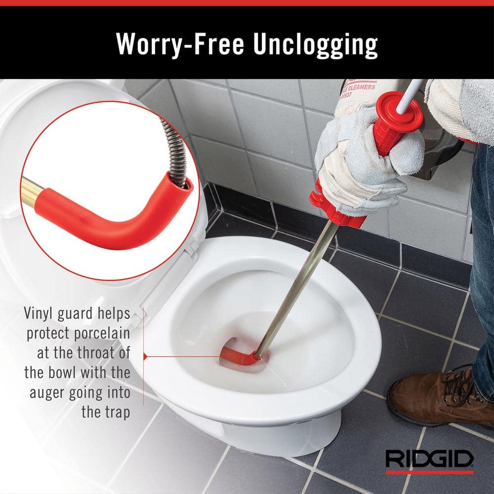 RIDGID K-3 Ultra Flexible Toilet Auger with Unclogging 3 ft. Snake and Integrated Bulb Head, Plumbing Toilet Snake for Drain (3)