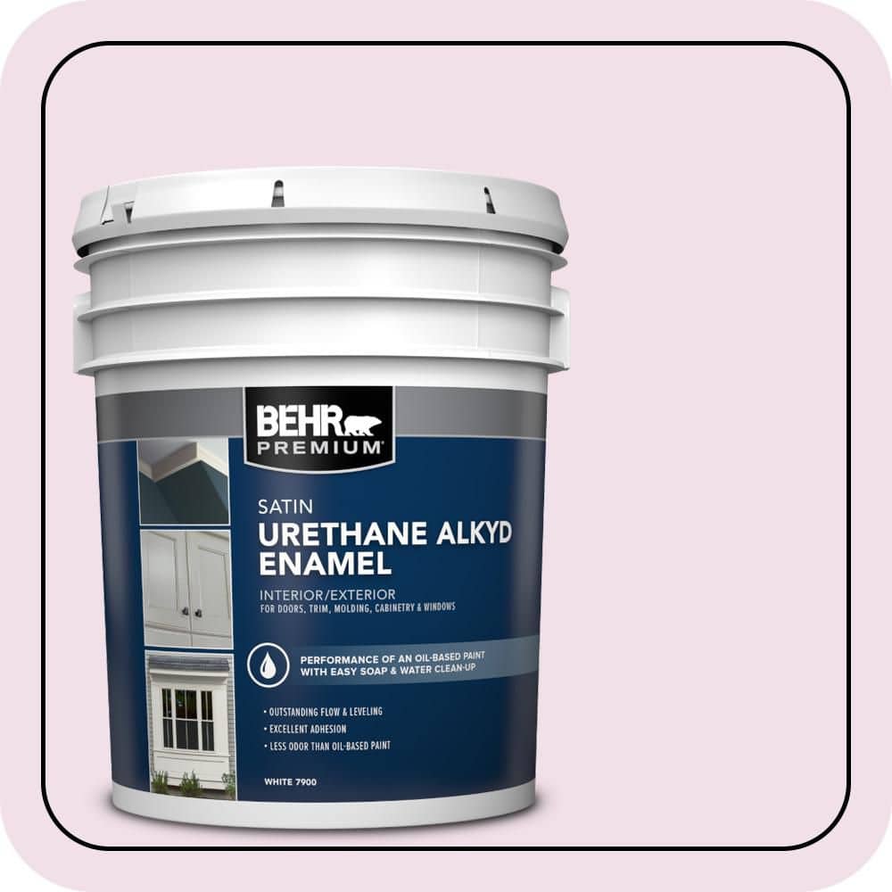 BEHR PREMIUM 5 gal. #M120-1 Pink Proposal Urethane Alkyd Satin Enamel Interior/Exterior Paint