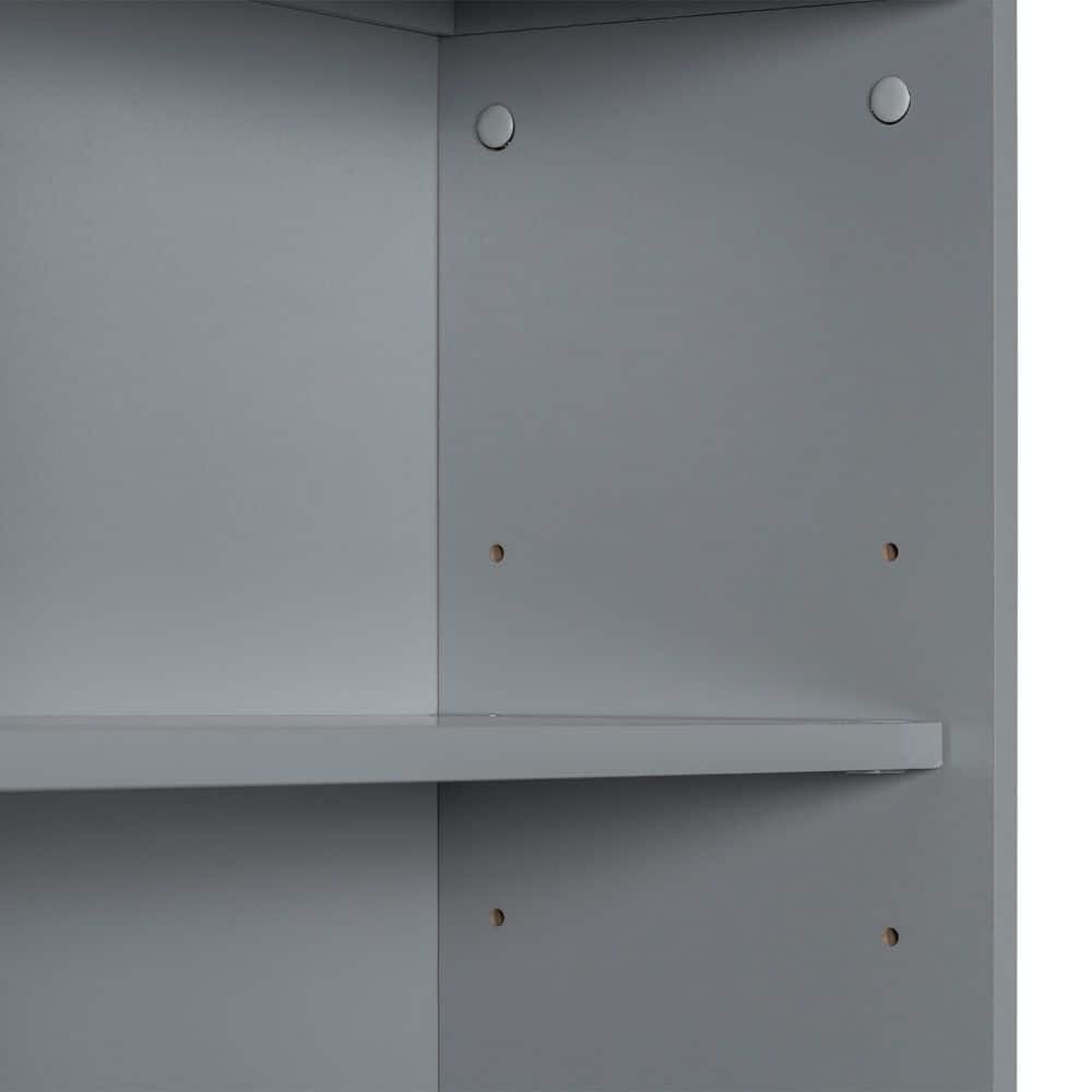 Dueyeeri 22 in. W x 10 in. D x 67 in. H Gray MDF Linen Cabinet with Three Drawers and Adjustable Shelves in Gray (2)