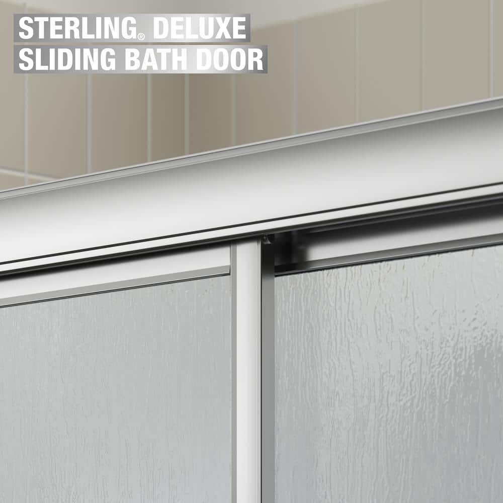 Sterling Deluxe 55-60 in. W x 56 in. H Framed Sliding Tub Door in Silver with 1/8 in. Thick Tempered Rain Glass (3)
