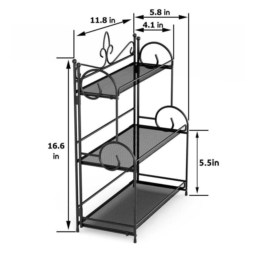Dracelo 11.8 in. W x 5.8 in. D x 16.6 in. H 3 Tier Black Bathroom Organizer Countertop Shelf (2)