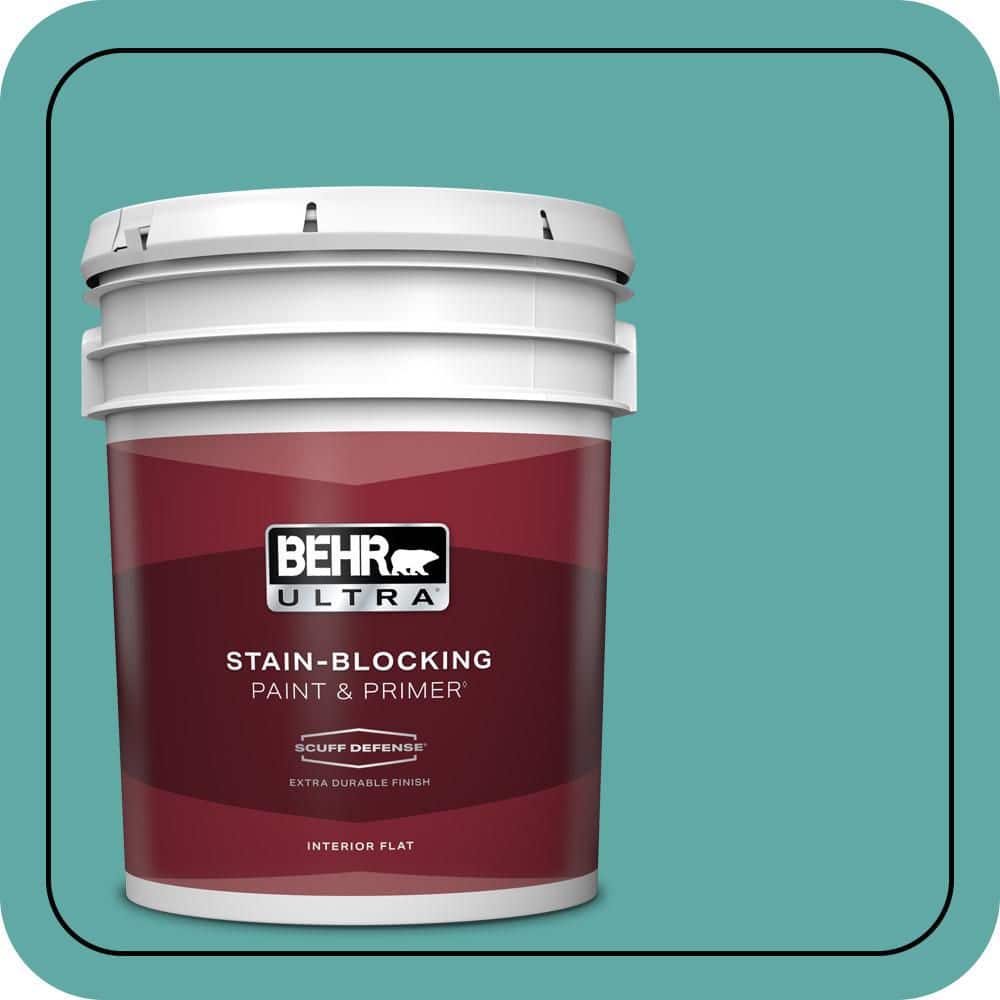 BEHR ULTRA 5 gal. #500D-5 Teal Zeal Extra Durable Flat Interior Paint & Primer