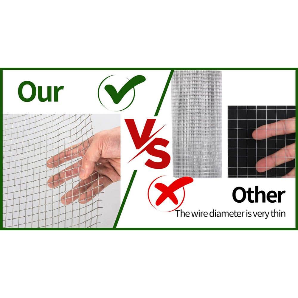 Unbranded 1/2 in. x 5 ft. x 100 ft. 19 Gauge Silver Hardware Cloth Welded Cage Wire Chicken Fence Mesh Roll Square Wire Netting (3)
