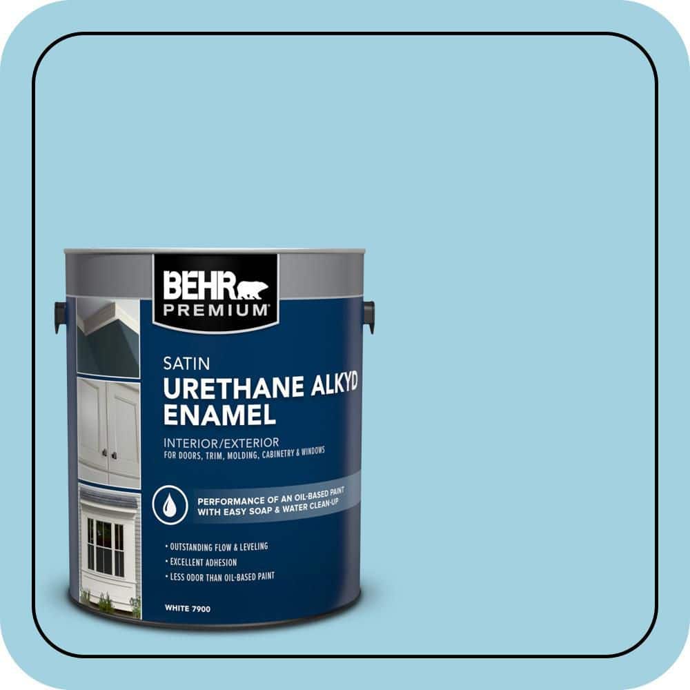 BEHR PREMIUM 1 gal. #M480-3 Bengal Blue Urethane Alkyd Satin Enamel Interior/Exterior Paint