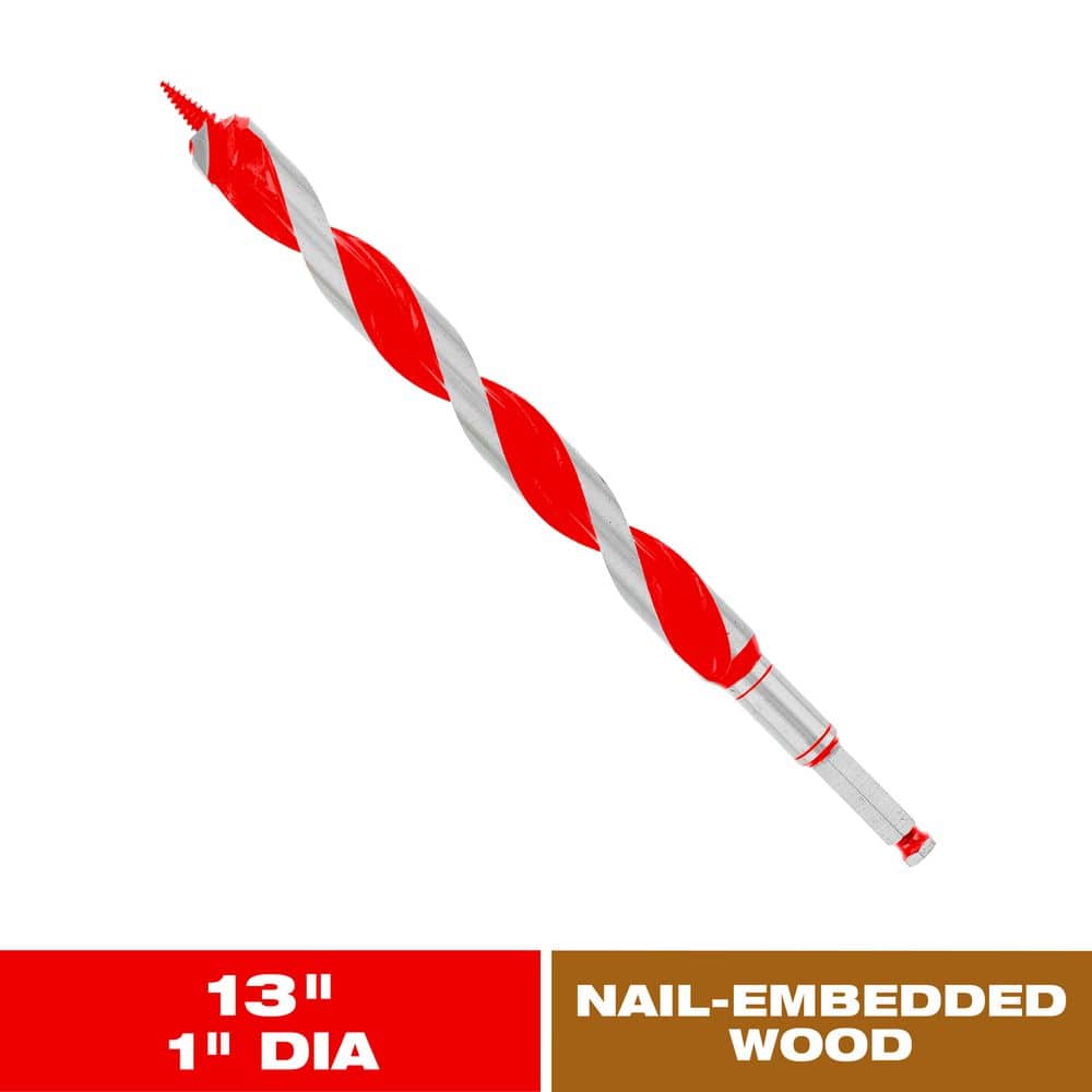 DIABLO 1 in. x 13 in. High Carbon Steel Auger Drill Bit for Wood and Nail-Embedded Wood