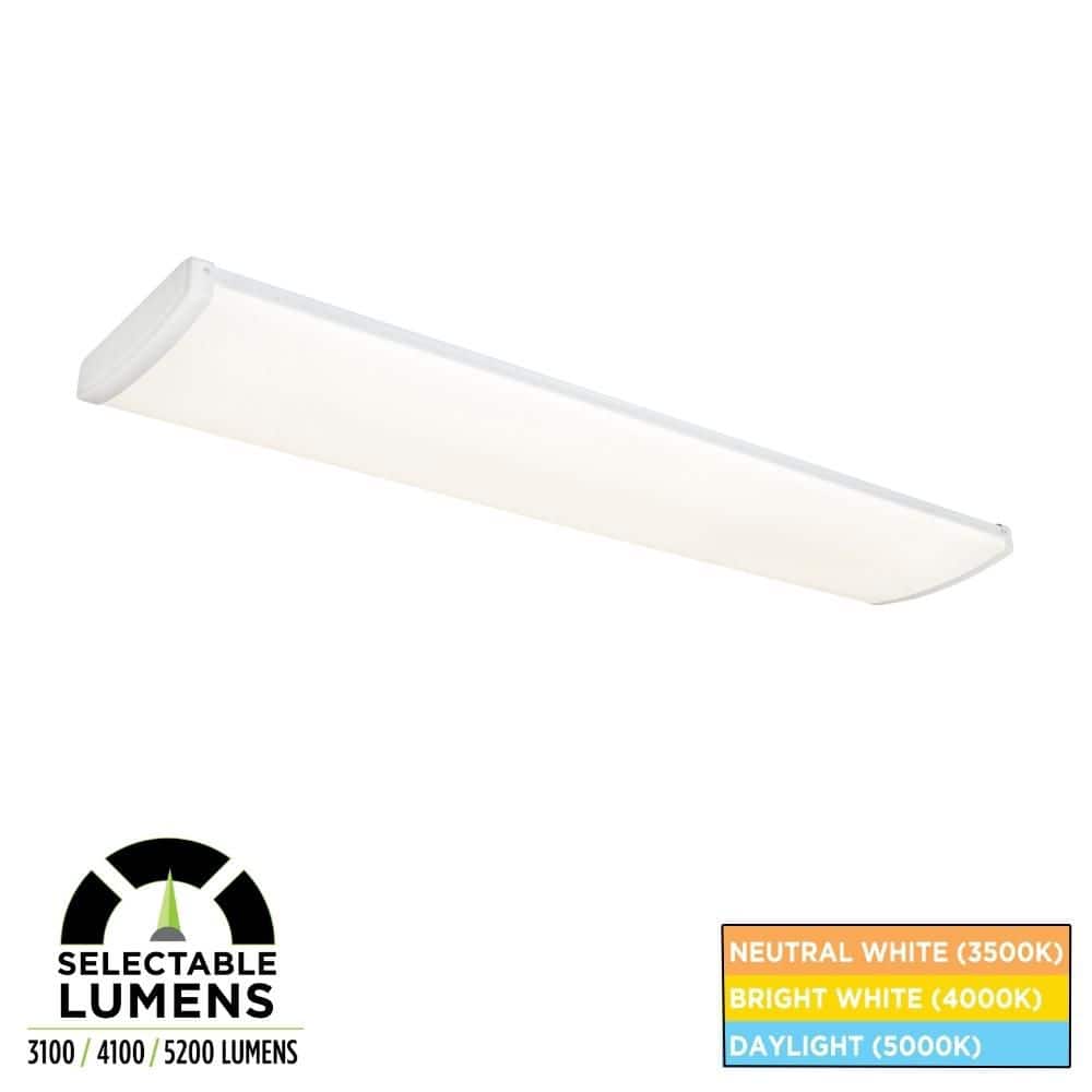 Commercial Electric 4 ft. x 10 in. 3100/4100/5200 Lumen LED White Commercial Wraparound Light, Selectable CCT, 120-277V, 0-10V Dimmable (2)