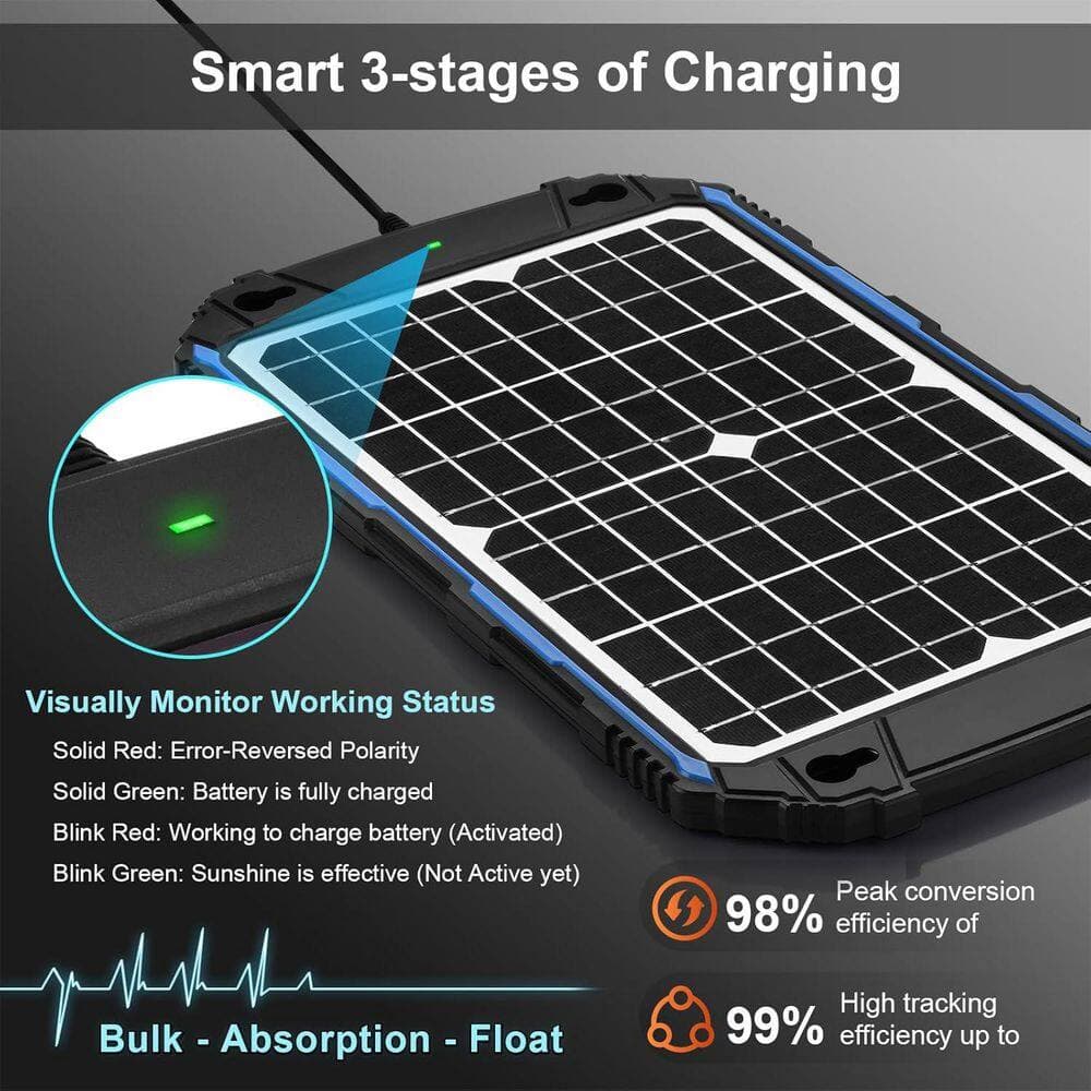 Unbranded Waterproof 12V 12W Solar Panel Charger Maintainer Pro with UltraSmart MPPT for Car Marine RV Trailer Kit (3)