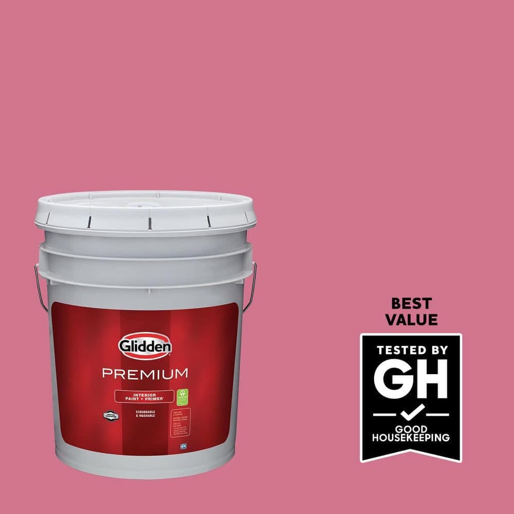 Glidden Premium 5 gal. PPG1183-5 Razzberries Flat Interior Latex Paint