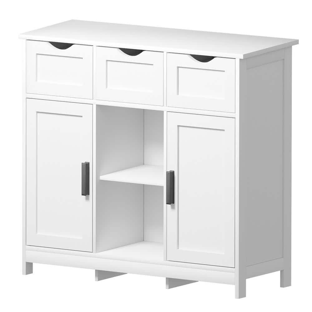 COWLOWN 35.40 in. W x 11.80 in. D x 31.10 in. H White Linen Cabinet with Drawers and Shelves (1)