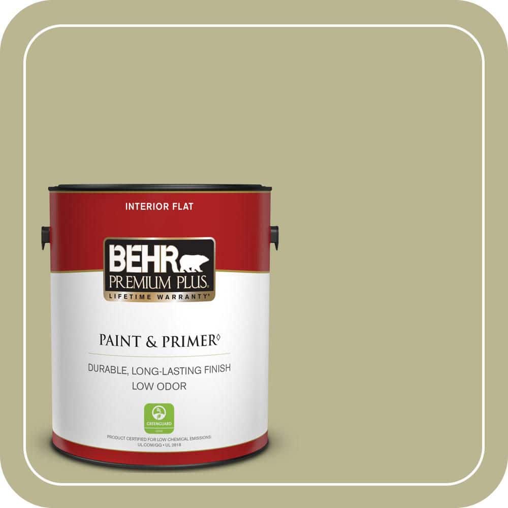 BEHR PREMIUM PLUS 1 gal. #MQ6-56 Lichen Flat Low Odor Interior Paint & Primer