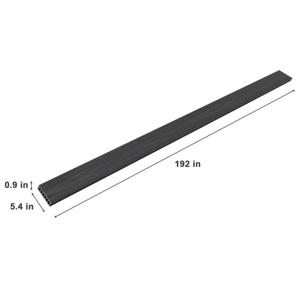 mondaria Heavy-Duty 1 in. x 5.4 in. x 16 ft. Black Grooved Hollow Composite Decking Board (5-Pack) (3)