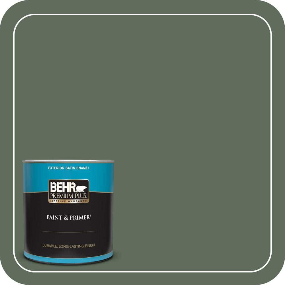 BEHR PREMIUM PLUS 1 qt. #N400-6 Terrarium Satin Enamel Exterior Paint & Primer