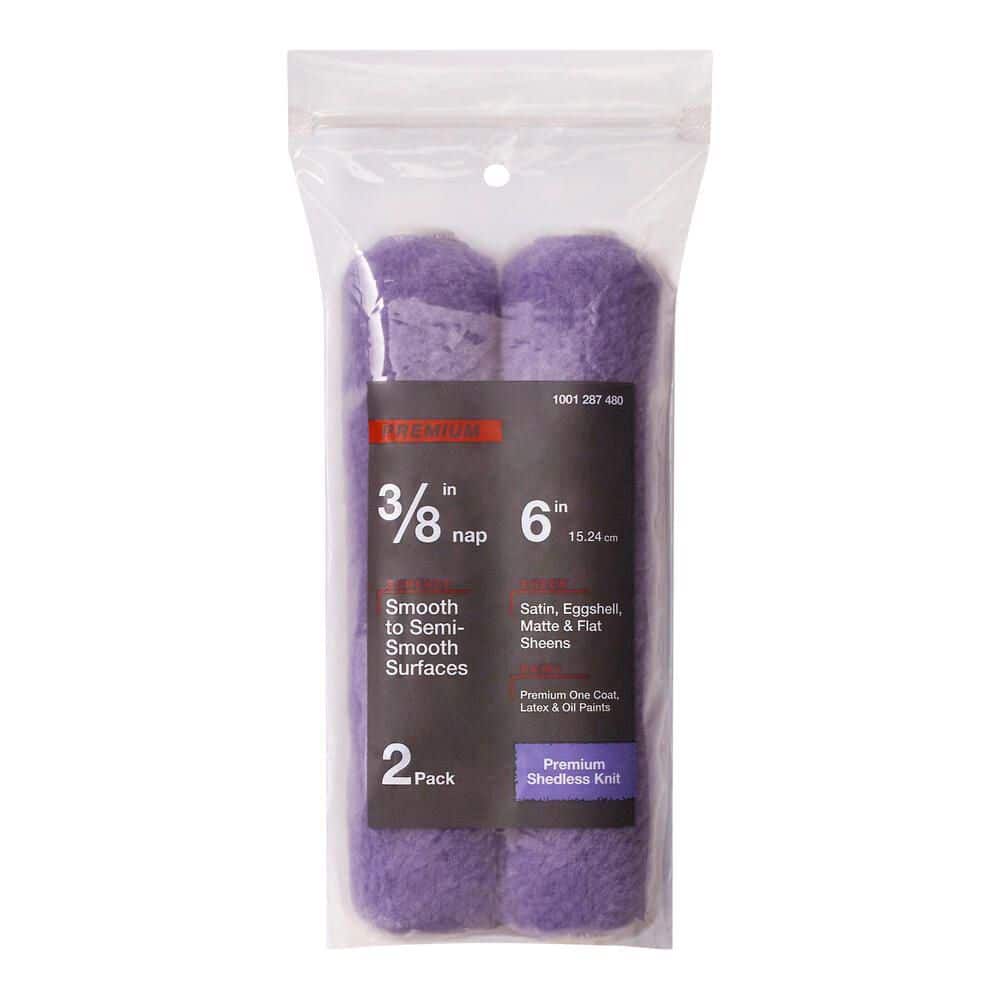 PRIVATE BRAND UNBRANDED Premium 6 in. x 3/8 in. High-Capacity Purple Knit Mini Paint Roller Cover (2-Pack )