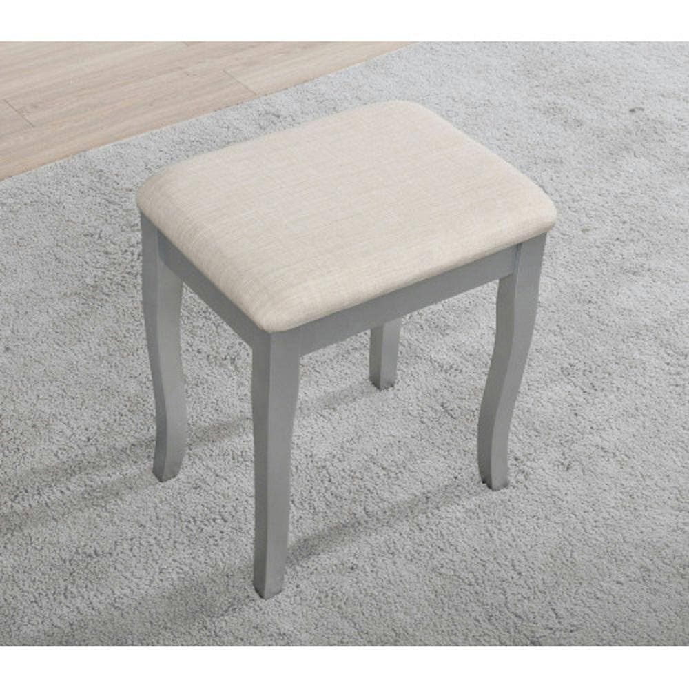 Adrinfly 18.50 in W x 33.75 in D x 17.16 in H, Bath Vanity Cabinet without Top in Silver with Mirror, Table and Stool Set (3)
