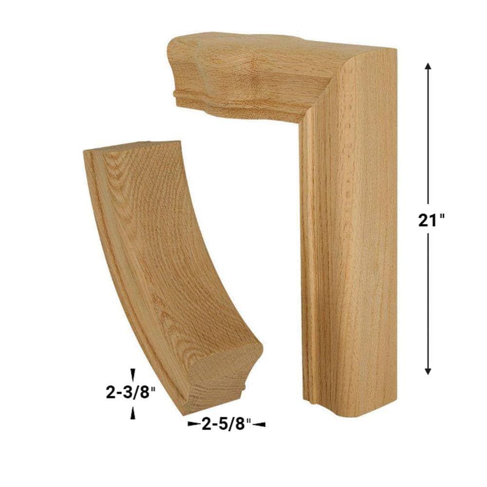 EVERMARK Stair Parts 7289 Unfinished Red Oak Straight 2-Rise Gooseneck with Cap Handrail Fitting (3)