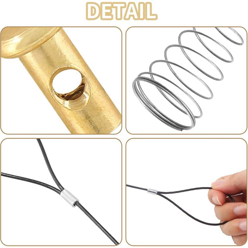 Unbranded 2 Sets Gate Latch Cable Pull Black Spring Adjustable Opener for Metal Wooden Fence Garden Modern Style (3)