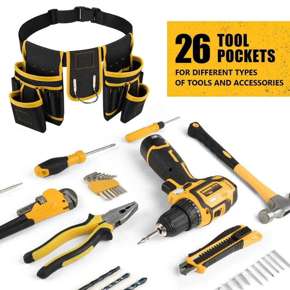 NVNOO Magnetic Tool Belt with 26-Pockets Heavy Duty Tool Pouch for Handyman Contractor Mechanic Plumber Roofer (1-Pack) (3)