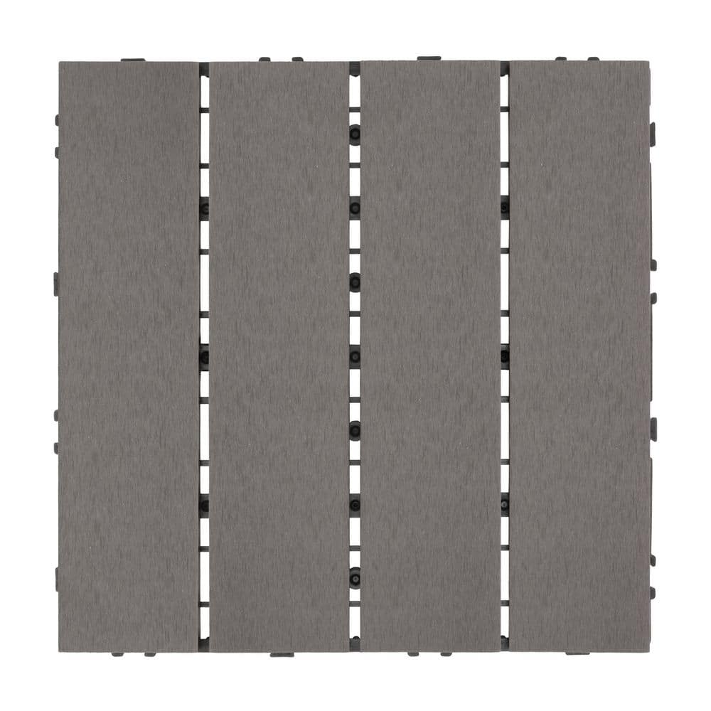 CREATIVE SURFACES 1 ft. x 1 ft. Brushed Composite Deck Tile in Lunar Gray (12 Per Case)