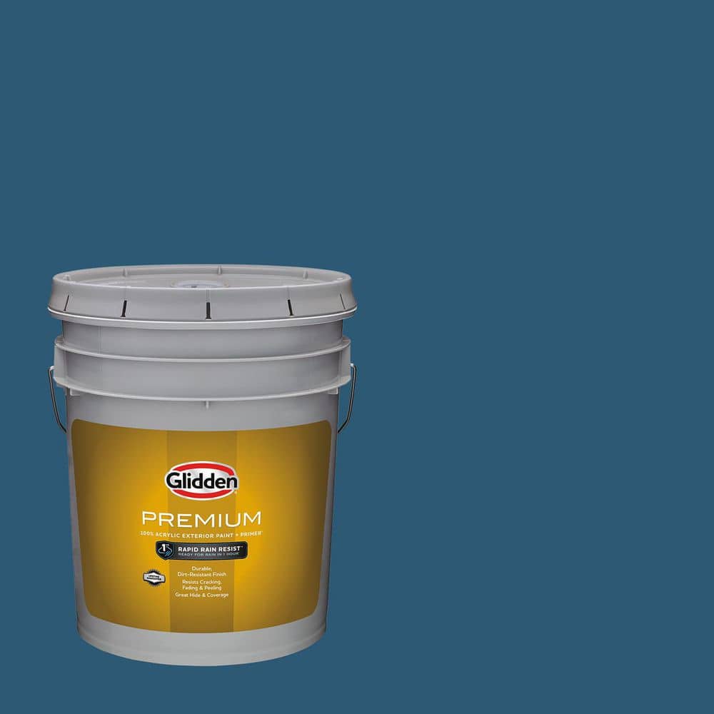 Glidden Premium 5 gal. PPG1156-6 Mountain Lake Flat Exterior Latex Paint