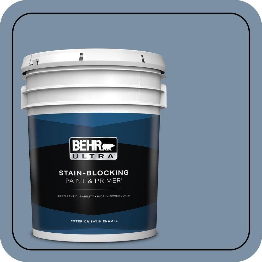 BEHR ULTRA 5 gal. #S510-4 Jean Jacket Blue Satin Enamel Exterior Paint & Primer