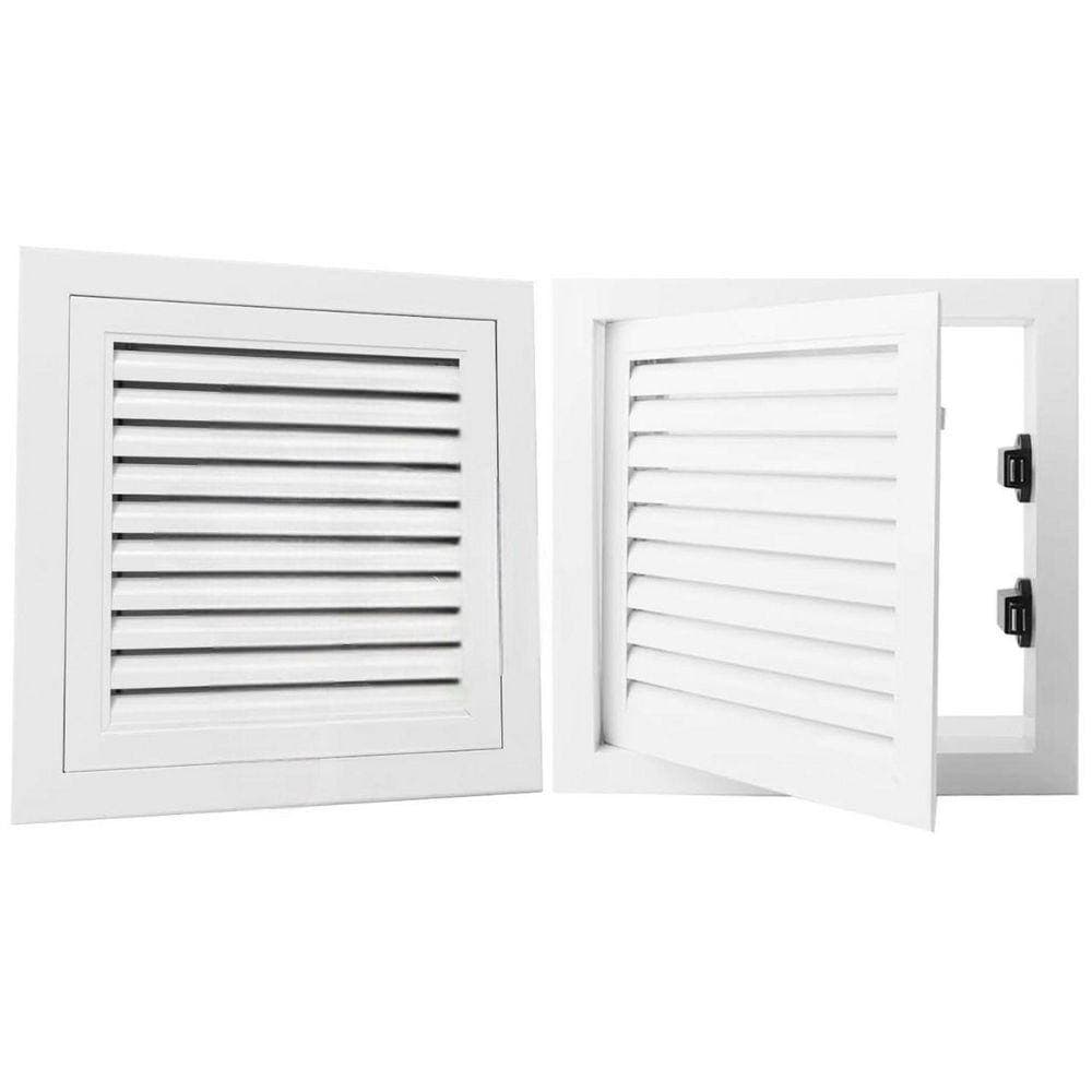 KIWDZFU 12x12 Inch Gable Vent Aluminum Alloy White Push-Button Switch Ventilation Panel with 10x10 Inch Opening (1)