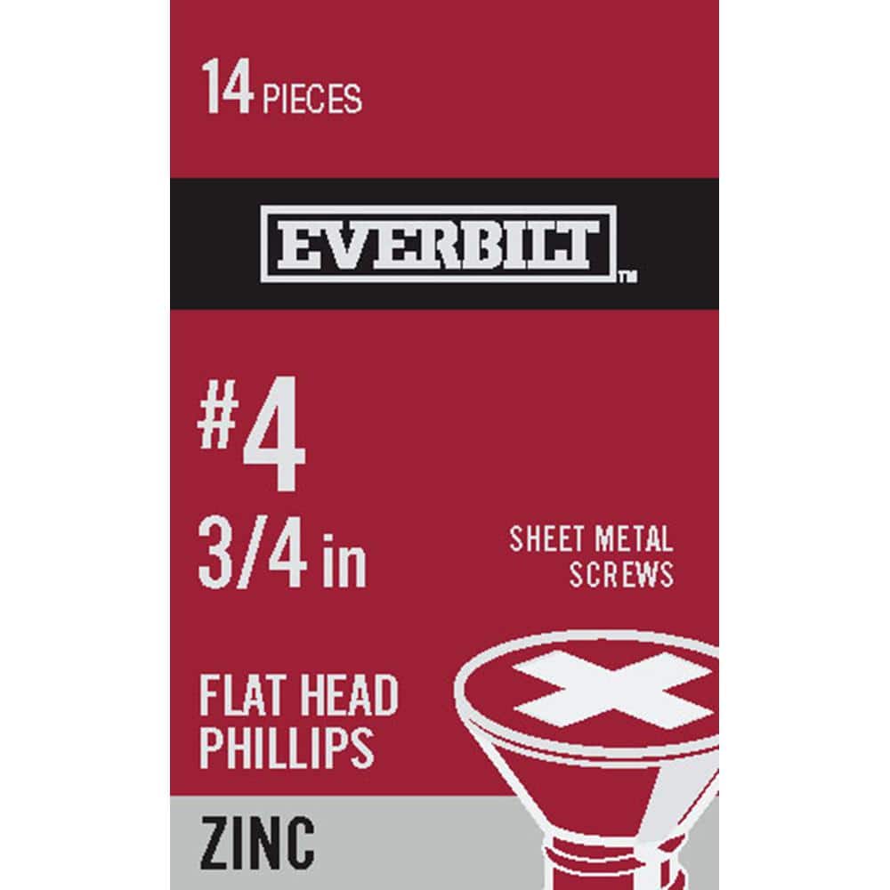 Everbilt #4 3/4 in. Phillips Flat-Head Sheet Metal Screw (14 Per Pack) (1)