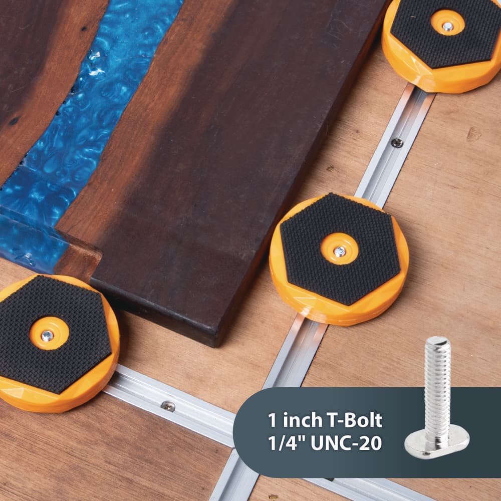 ‎POWERTEC Bench Dog Clamps with Bench Dog Stops Work Grippers Finishing Cone Fits 3/4 in. Dog Holes on Work Bench and T Track (3)