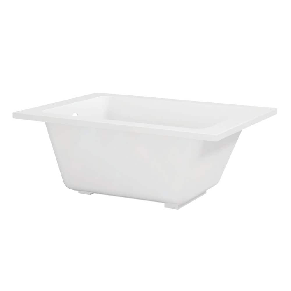 Kingston Brass Aqua Eden 48 in. x 31.9 in. Acrylic Rectangular Drop-In Soaking Bathtub with Reversible Drain in Glossy White (1)