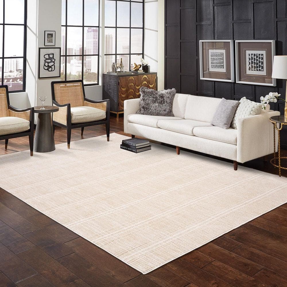 Home Decorators Collection Stonehurst 8 ft. X 10 ft. Beige/Ivory Plaid Area Rug (3)