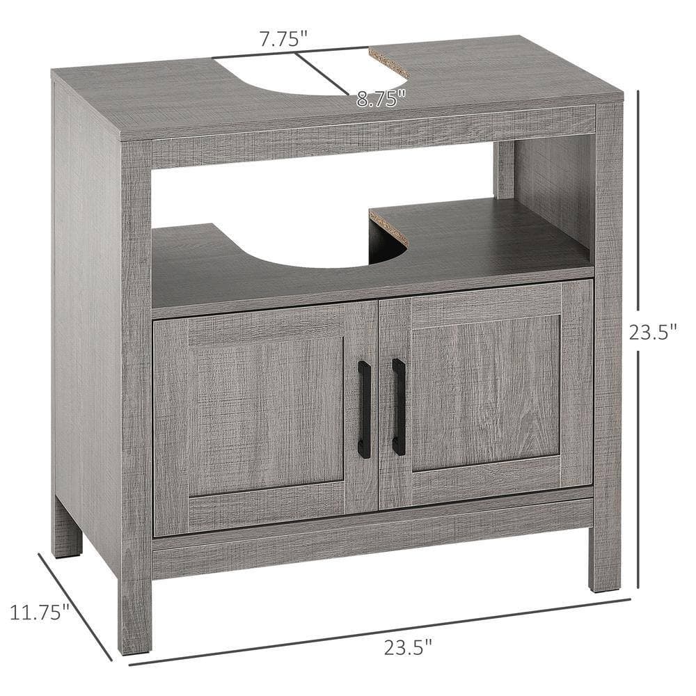Tileon 23.5 in. W x 11.75 in. D x 23.5 in. H Bath Vanity Cabinet without Top in Gray, Under Sink Cabinet with 2-Doors (2)