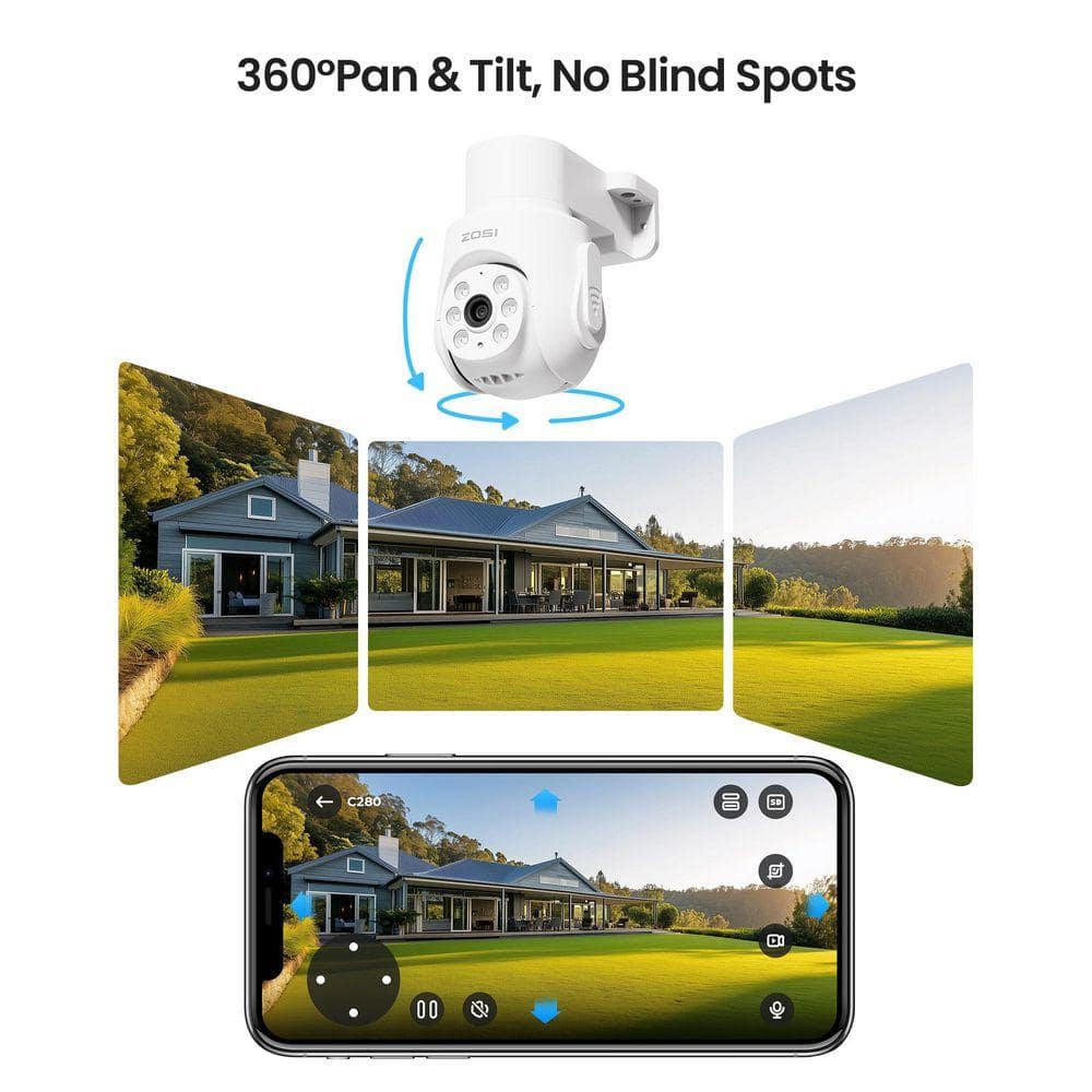 ZOSI 8 Channel 5MP DVR Home Security Camera System with 4 360° PT 2MP Wired Cameras Audio Recording 1080P@25fps 500GB HDD (2)