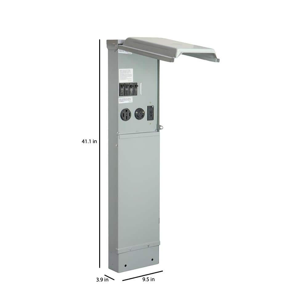 GE RV Pad Mount Pedestal with 50 Amp and 30 Amp RV Receptacles and 20 Amp GFCI Receptacle (3)