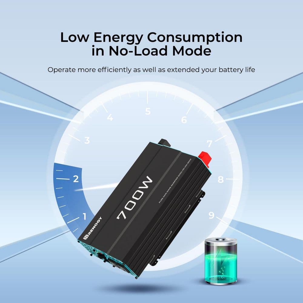 Renogy 700-Watt 12V DC to 120V AC Pure Sine Wave Inverter Off-Grid Solar Power Converter Remote-Controlled for Li,AGM,GEL,SLD (2)