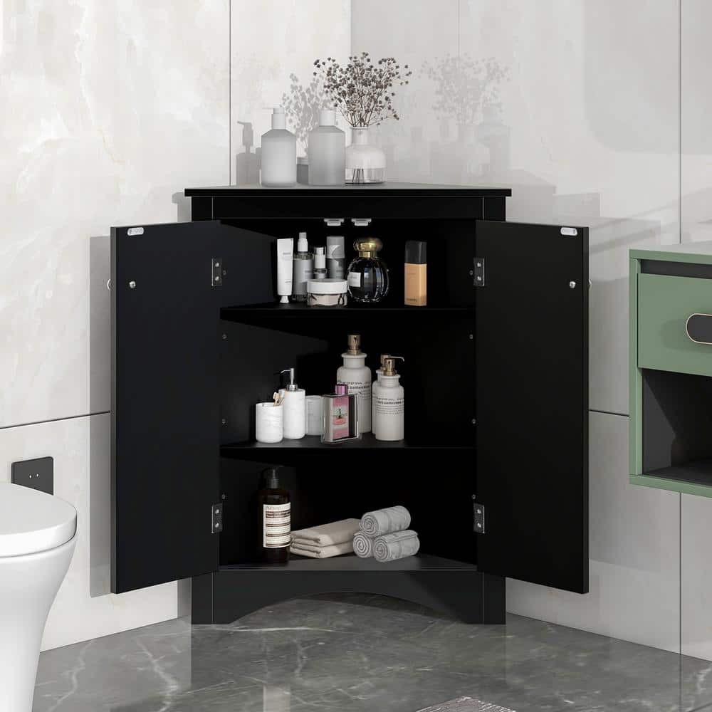 Polibi 17.2 in. W 17.2 in. D 31.5 in. H Linen Cabinet with Adjustable Shelves (2)